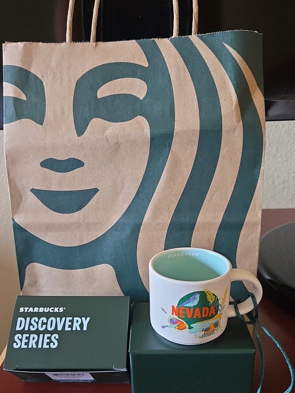 Starbucks White Nevada Mug with Mint Green Interior Ornament